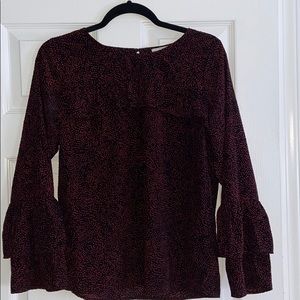 Lucky Brand Polka Dot Bell Sleeve Velvet Top